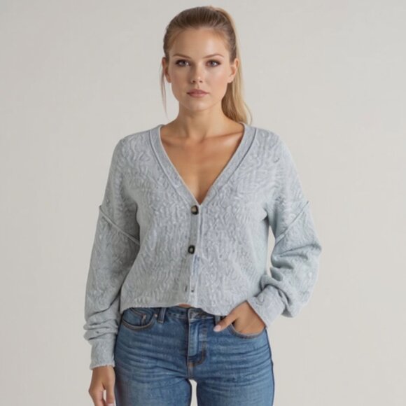 Free People Eclair Oversized Alpaca Blend Cardigan in Powder Blue Size Large - Picture 1 of 13